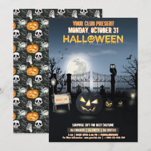 Invitation Customisée Chambre noire hantée Fête d'Halloween