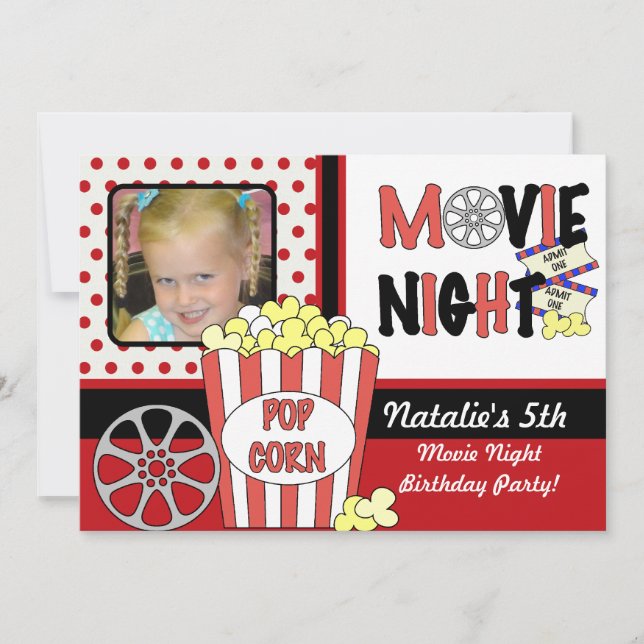 Invitation customisée d'anniversaire de films de (Devant)