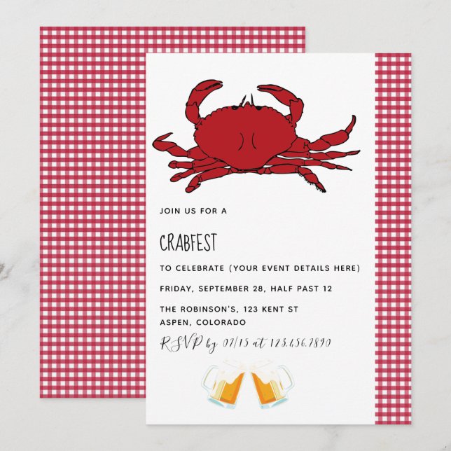 Invitation customisée de Crabfest Party (Devant / Derrière)