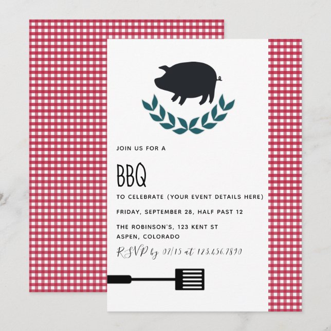 Invitation customisée du BBQ Party (Devant / Derrière)