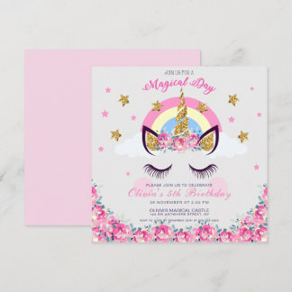 Invitation customisée Unicorn Floral 5e Anniversai