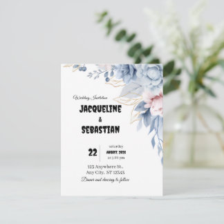 Invitation Customizable Blue Floral Wedding