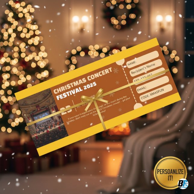 Invitation Customizable Christmas Concert Festival Gift TickT (CHRISTMAS FESTIVAL CONCERT)