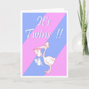 Invitation Customizable "It's Twins!" (Boy/Girl) Card