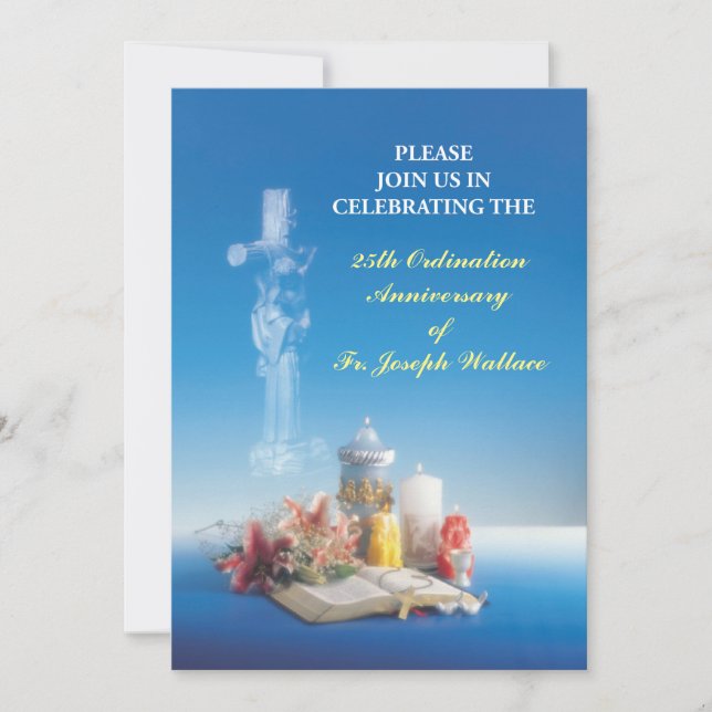 Invitation Customizable Year, Name 25th Ordination (Front)