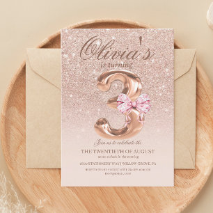 Invitation Cute 3ème Rose Gold Moderne Princesse Anniversaire
