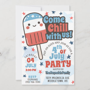 Invitation Cute 4 juillet Chill Avec Nous Retro Popsicle Amus