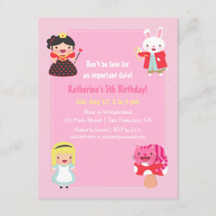 Invitation Cute Alice au pays des merveilles Filles Fête d'an