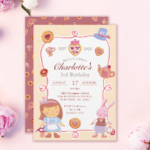 Cute Alice' Tea Party Creative Anniversaire Invita