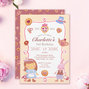 Invitation Cute Alice' Tea Party Creative Anniversaire Invita