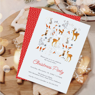 Invitation Cute Animals Winter Woodland Christmas Party