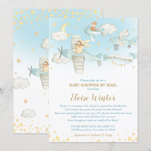 Invitation Cute Animaux Avions Avions Avion Baby shower par l