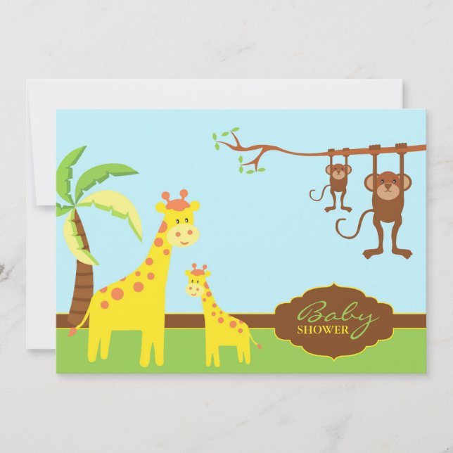 Invitation Cute Animaux Baby shower Merci (Devant)
