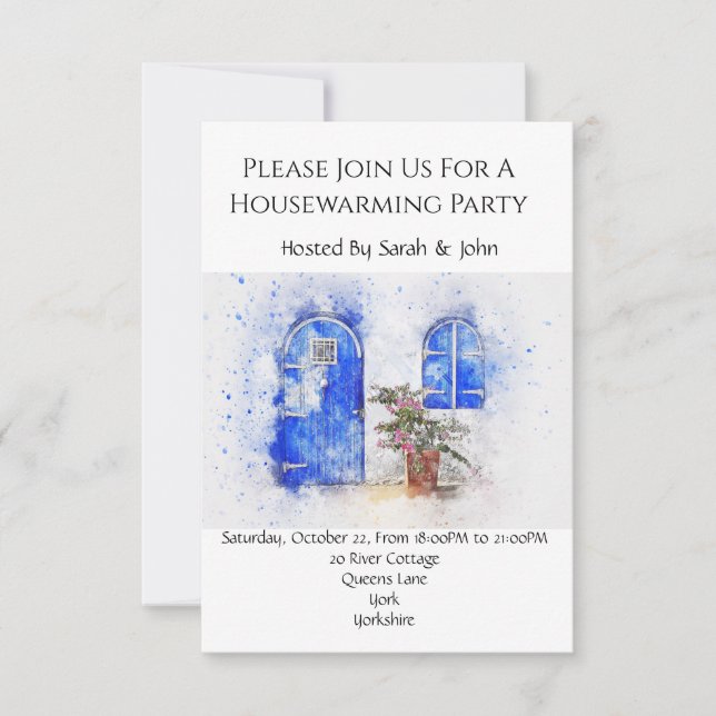 Invitation Cute Aquarelle Accueil Fête de réchauffement Invit (Devant)