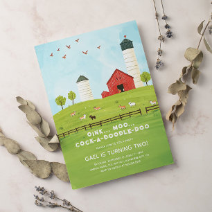 Invitation Cute Aquarelle Animaux de ferme Anniversaire de en