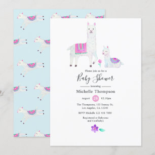 Invitation Cute Aquarelle Baby shower à thème Llama