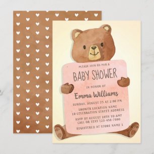 Invitation Cute Aquarelle Baby shower Ours Teddy