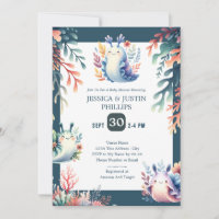 Cute aquarelle Boues de mer Baby shower océanique