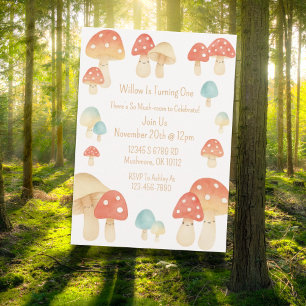 Invitation Cute Aquarelle Champignons Anniversaire de enfant 