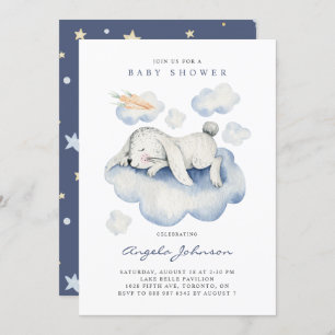 Invitation Cute Aquarelle couchage bébé Baby shower lapin