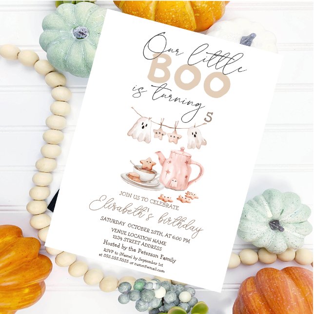 Invitation Cute Aquarelle Fantôme Boo Halloween Anniversaire (Créateur téléchargé)