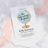Cute Aquarelle Floral Globe Baby shower bébé fille