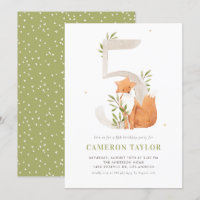 Cute aquarelle Fox Woodland Cinquième fête d'anniv