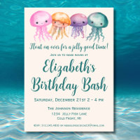 Cute Aquarelle Jellyfish Sous la mer Anniversaire