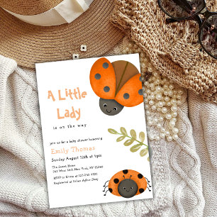 Invitation Cute aquarelle Little Ladybug Baby shower Invitat