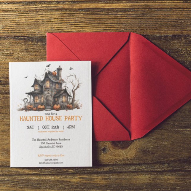 Invitation Cute Aquarelle Maison Hantée Halloween Party (Créateur téléchargé)