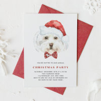 Cute aquarelle Maltese Père Noël Noël