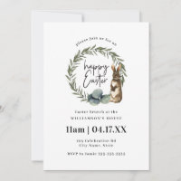 Cute Aquarelle Wreath Bunny Pâques Brunch