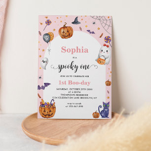 Invitation Cute Arch rose Éffrayant Un 1er anniversaire d'Hal
