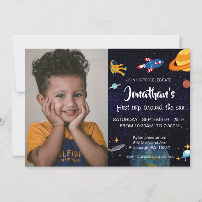 Invitation Cute astronaute (Devant)