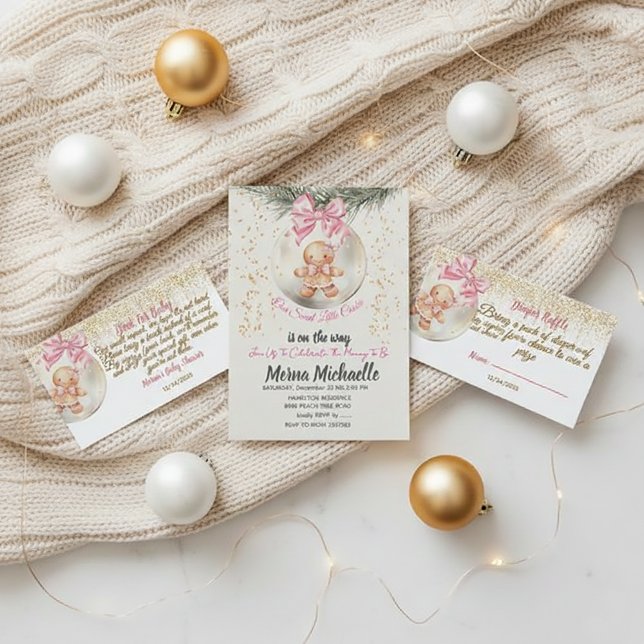 Invitation  cute baby Gingerbread in Christmas Bauble  (Créateur téléchargé)