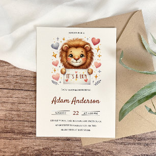 Invitation Cute Baby Lion - It’s a Boy Safari Baby shower