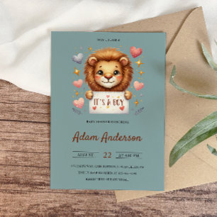 Invitation Cute Baby Lion - It’s a Boy Safari Baby shower