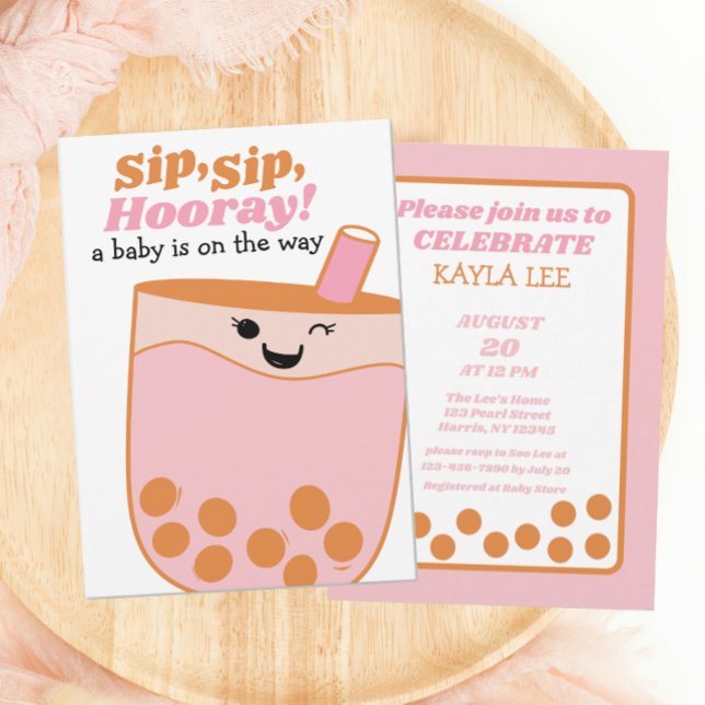 Invitation Cute Baby shower Boba de thé bulle (Créateur téléchargé)