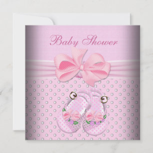 Invitation Cute Baby shower fille bébé crottes roses chaussur