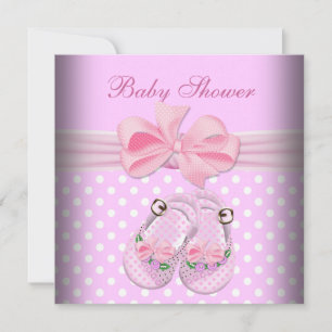 Invitation Cute Baby shower fille bébé crottes roses chaussur