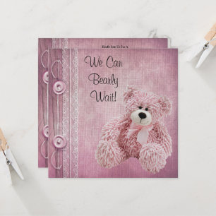 Invitation Cute Baby shower Fluffy Rose Teddy