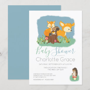 Invitation Cute Baby shower Unisex Animaux en bois