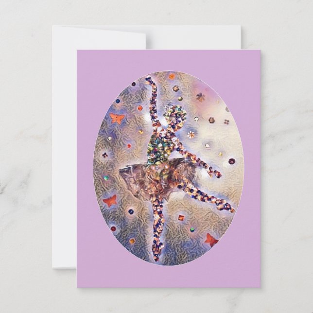 Invitation Cute Ballerina Personnalisée Purple Heureuse Danse (Devant)