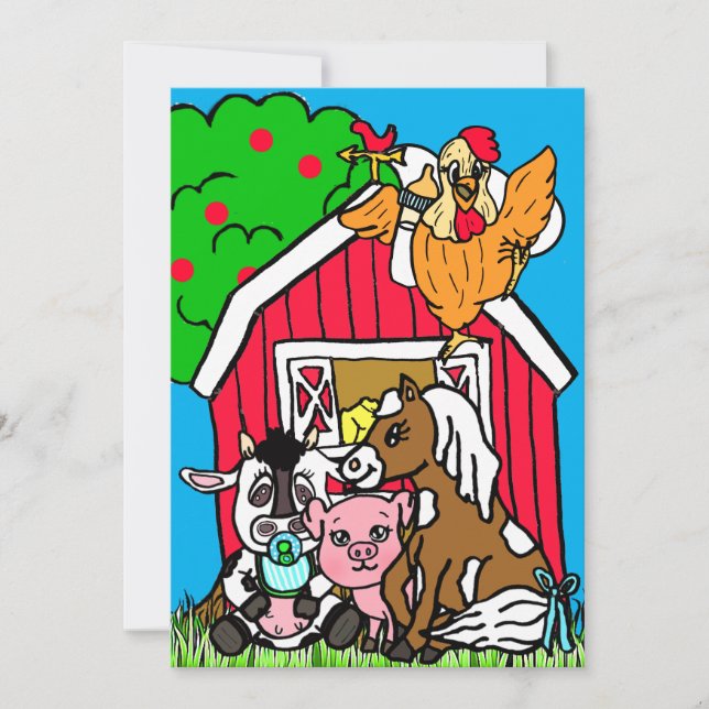 Invitation Cute Barn Jardin Animaux Ferme Baby shower à thème (Devant)