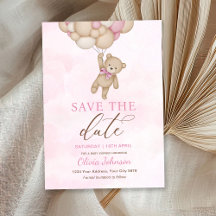 Cute Bear Pink Save the Date