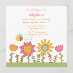 Invitation Cute bebe volant des fleurs d'anniversaire invitat