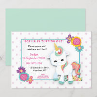 Cute blanc Unicorn rose Pois premier anniversaire