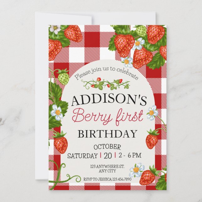 Invitation Cute Bleu Rouge Bleu Bleu Doux 1er anniversaire (Devant)