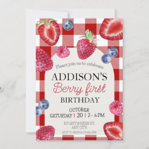 Invitation Cute Bleu Rouge Bleu Bleu Doux 1er anniversaire