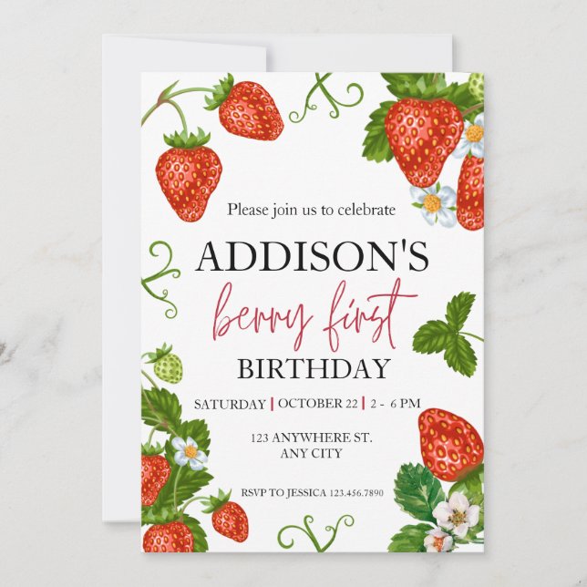 Invitation Cute Bleu Rouge Bleu Bleu Doux 1er anniversaire (Devant)